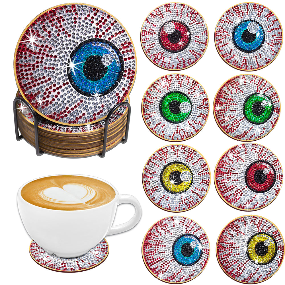10PCS Diamond Painting Coasters Kit with Holder DIY Animals Paw Diamonds Coaster