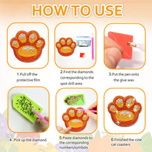 Load image into Gallery viewer, 10PCS Diamond Painting Coasters Kit with Holder DIY Animals Paw Diamonds Coaster
