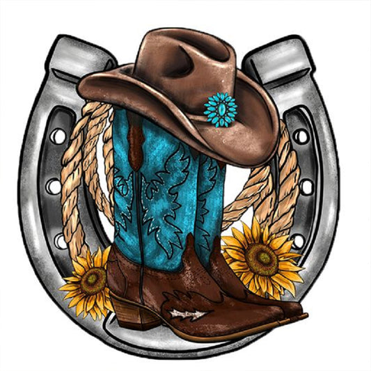 Diamond Painting - Full Round - western cowboy boot hat (30*30CM)