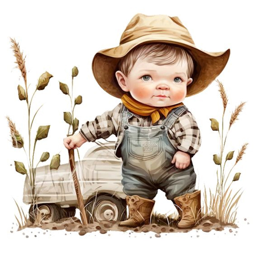 Diamond Painting - Full Round - cowboy kid (30*30CM)