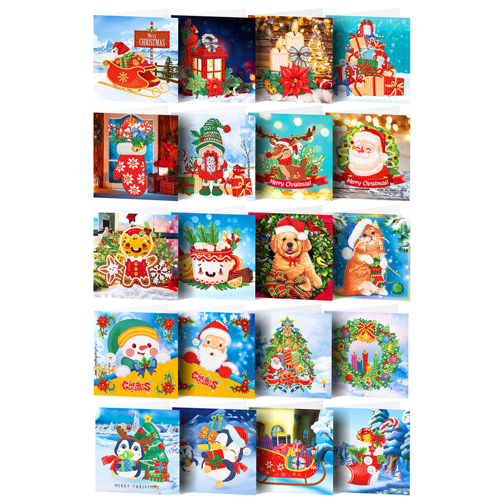 Christmas Diamond Greeting Thank You Card Shaped Drill (Christmas x 20 Set)