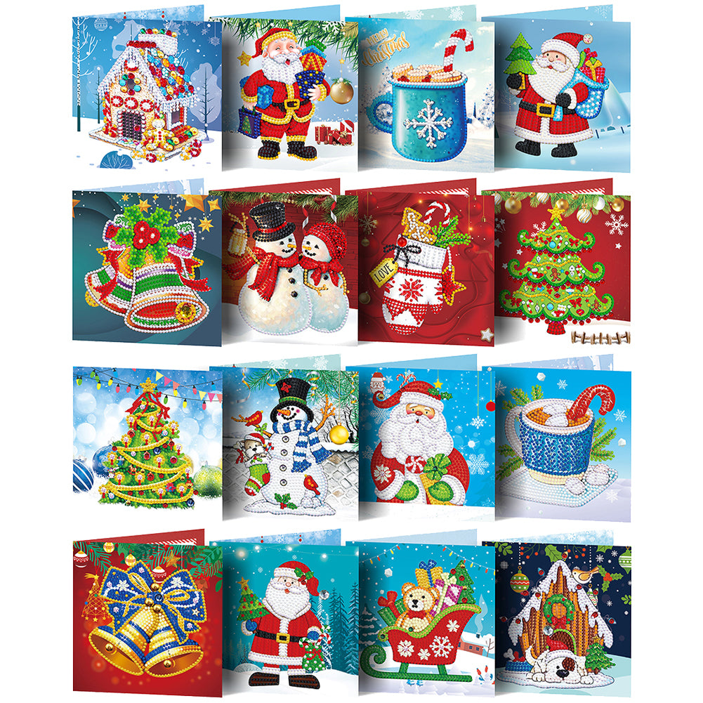 Christmas Diamond Greeting Thank You Card Shaped Drill (Christmas x 16 Set)