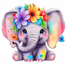 Load image into Gallery viewer, Diamond Painting - Full Round - Elephant with flowers (30*30CM)
