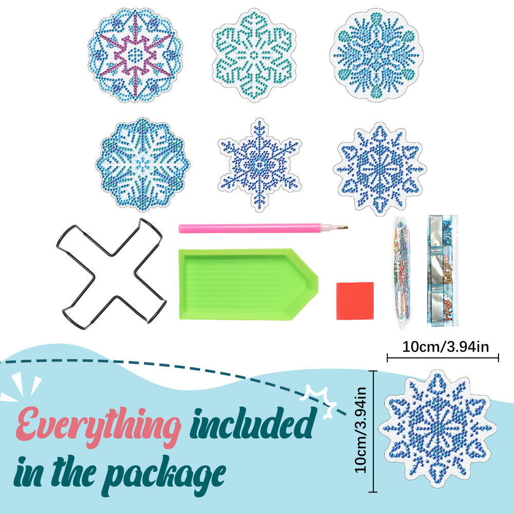 6PCS Acrylic Diamond Art Coasters with Holder Diamond Crafts Coasters Christmas