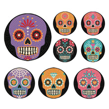 Load image into Gallery viewer, Skull Shaped Diamond Painting Coasters Kits Acrylic 8PCS Diamond Crafts Coasters
