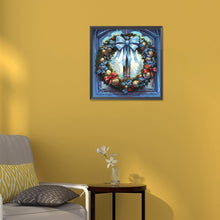 Load image into Gallery viewer, Diamond Painting - Full Round - Christmas holiday wreath glass art (30*30CM)
