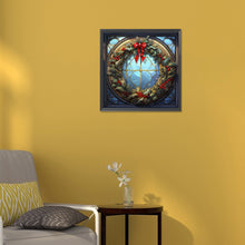 Load image into Gallery viewer, Diamond Painting - Full Round - Christmas holiday wreath glass art (30*30CM)

