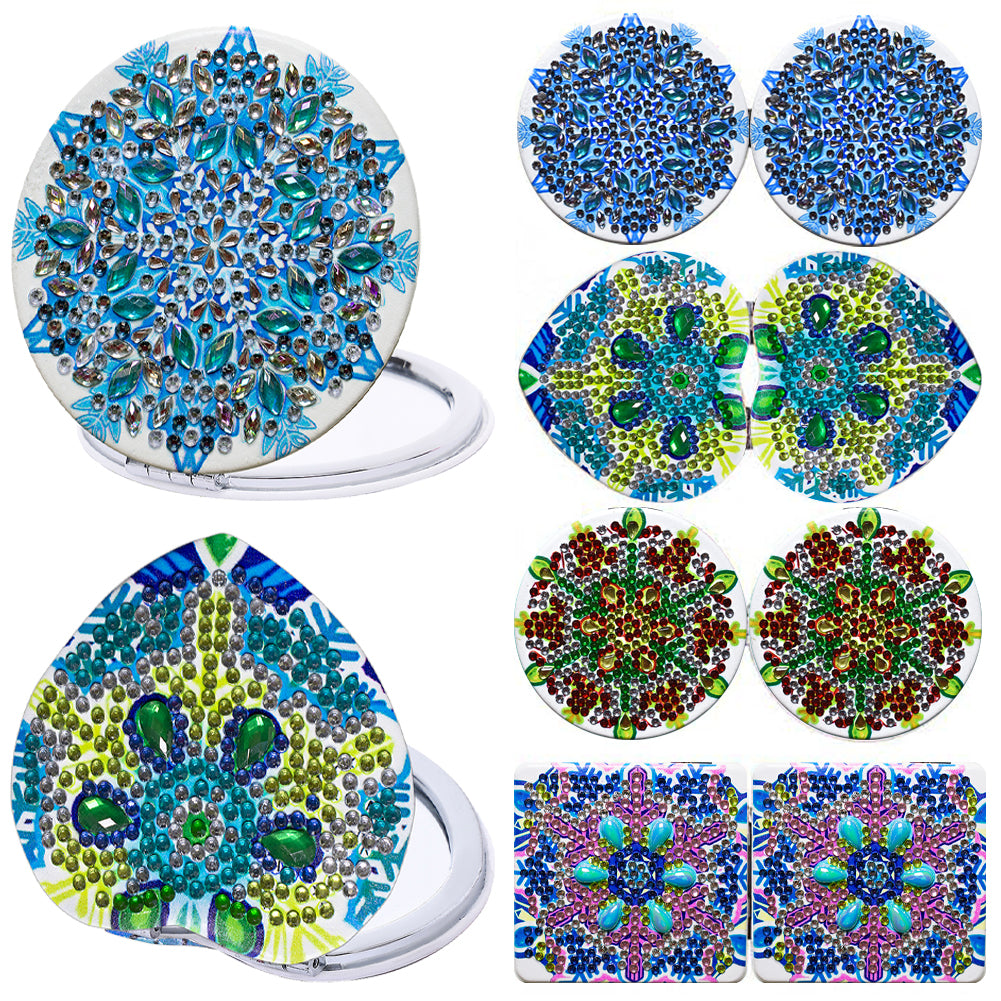4PCS DIY Diamond Painting Mirror Kit Special Shape Double Sided (Xmas Snowflake)