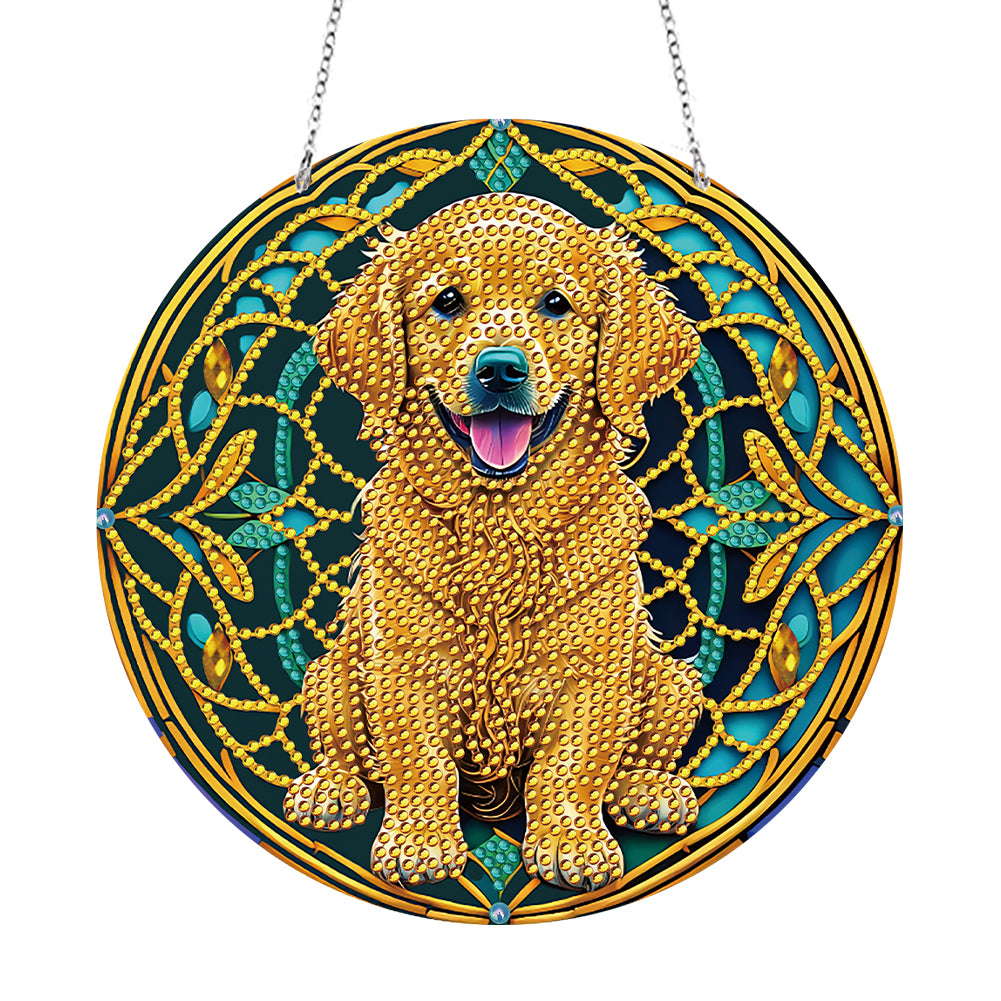 DIY Crystal Diamond Pendant Single-sided 5D Round for Home Garden (Dog)
