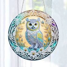 Load image into Gallery viewer, DIY Crystal Diamond Pendant Single-sided 5D Round for Home Garden (Owl)
