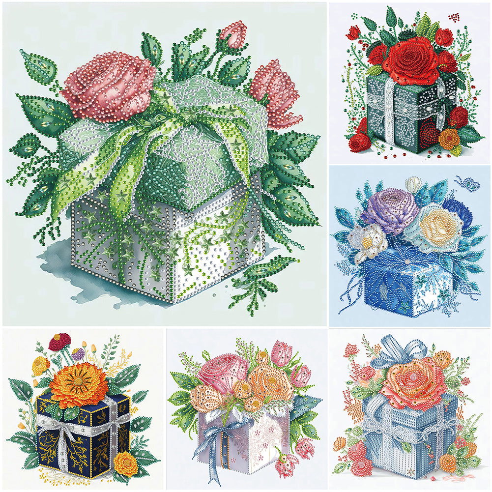 6pcs Diamond Painting Set - flowers and gift boxes (30*30CM)