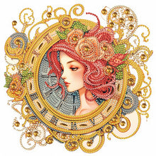 Load image into Gallery viewer, Diamond Painting - Partial Special Shaped - clock with redhead girl (30*30CM)
