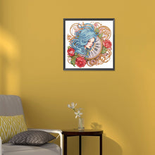 Load image into Gallery viewer, Diamond Painting - Partial Special Shaped - Clock and blue-haired girl (30*30CM)
