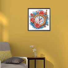 Load image into Gallery viewer, Diamond Painting - Partial Special Shaped - Clock and blue vine roses (30*30CM)
