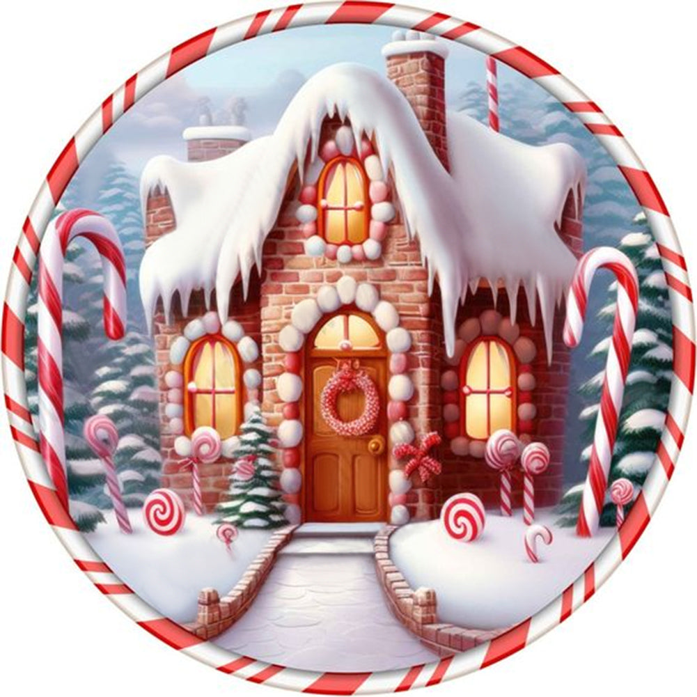 Diamond Painting - Full Round - Round Card Christmas Igloo (30*30CM)
