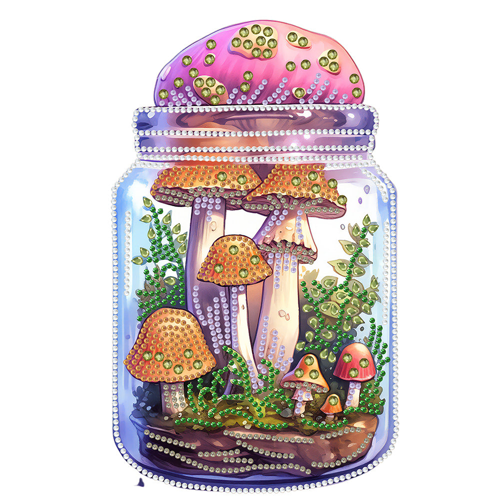 Diamond Painting - Partial Special Shaped - Glass Art Bottle Mushroom House (30*30CM)