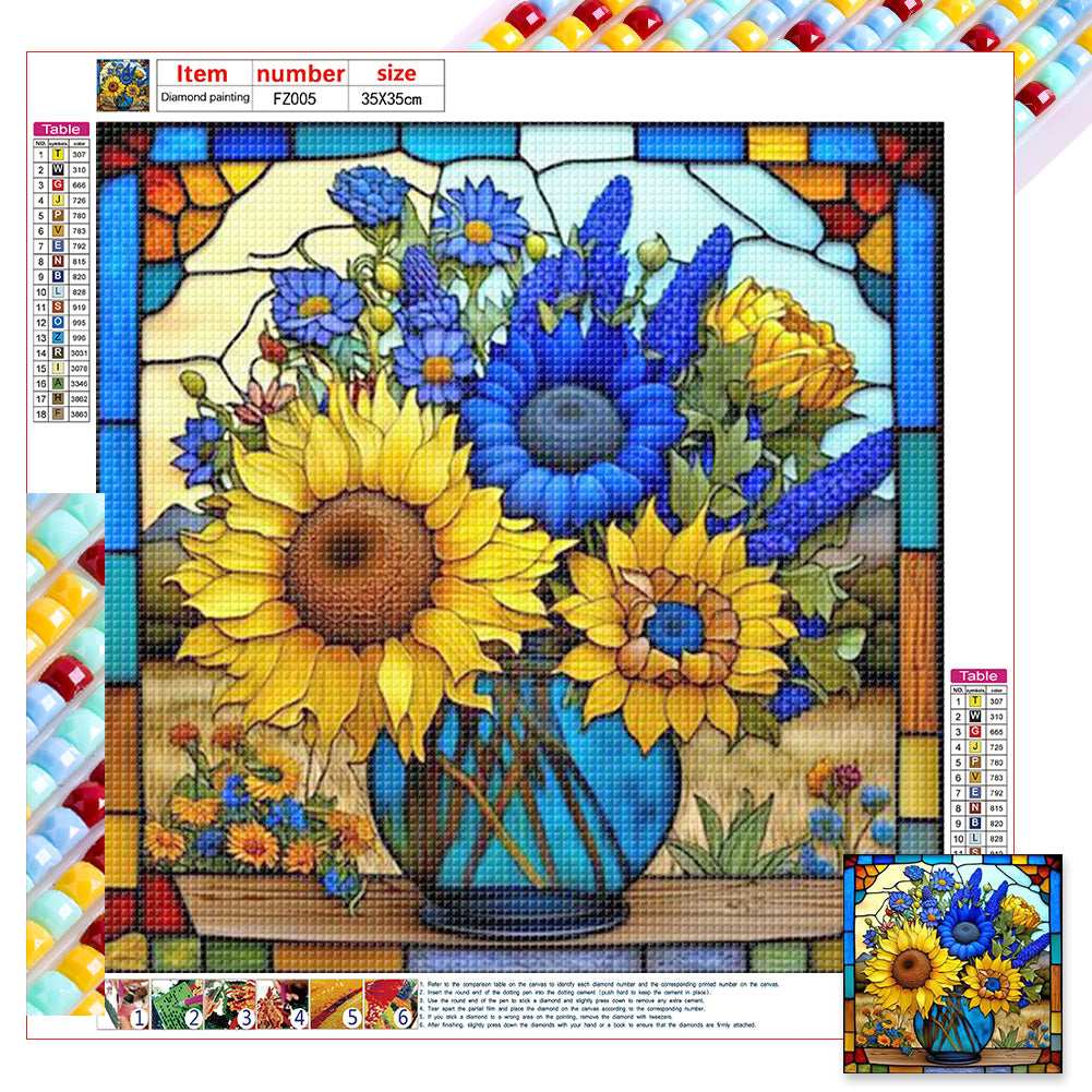 Diamond Painting - Full Square - flower glass art (35*35CM)