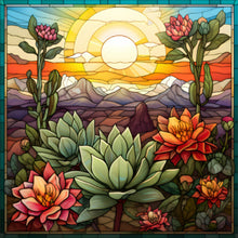 Load image into Gallery viewer, Diamond Painting - Full Round - cactus flower glass art (30*30CM)
