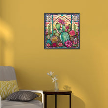 Load image into Gallery viewer, Diamond Painting - Full Round - cactus flower glass art (30*30CM)
