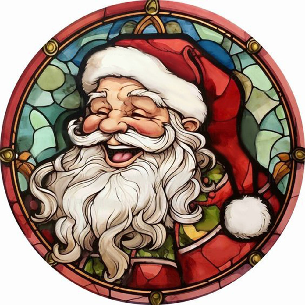 Diamond Painting - Full Round - round card santa claus (30*30CM)
