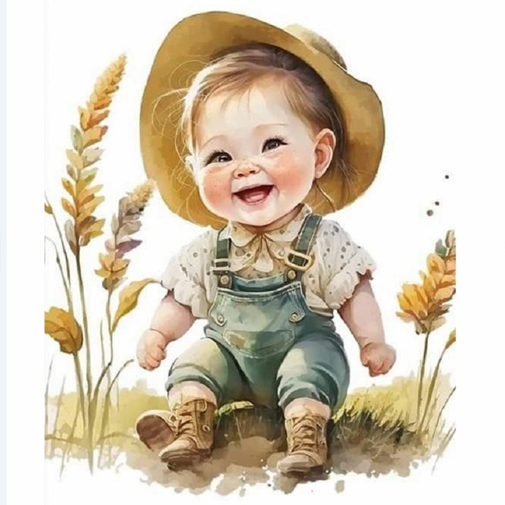 Diamond Painting - Full Round - Farm Cowboy Kids (30*30CM)