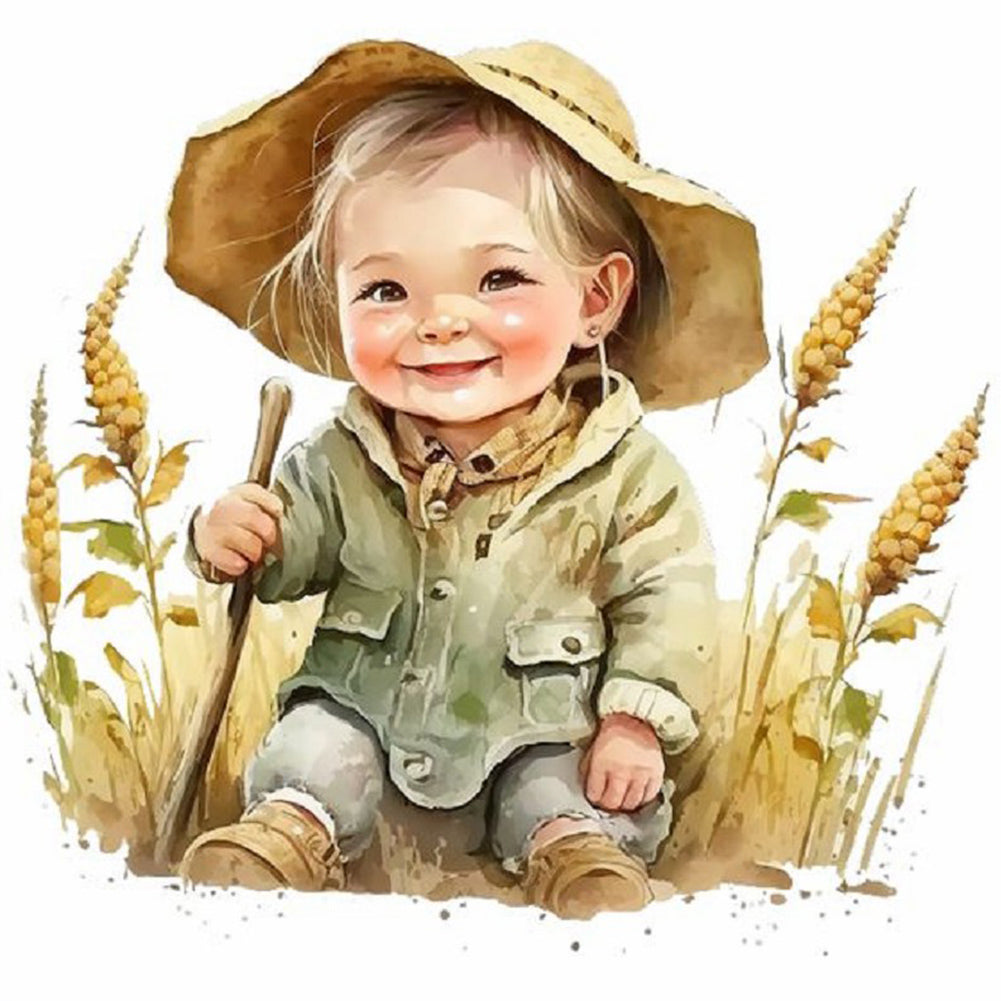 Diamond Painting - Full Round - Farm Cowboy Kids (30*30CM)