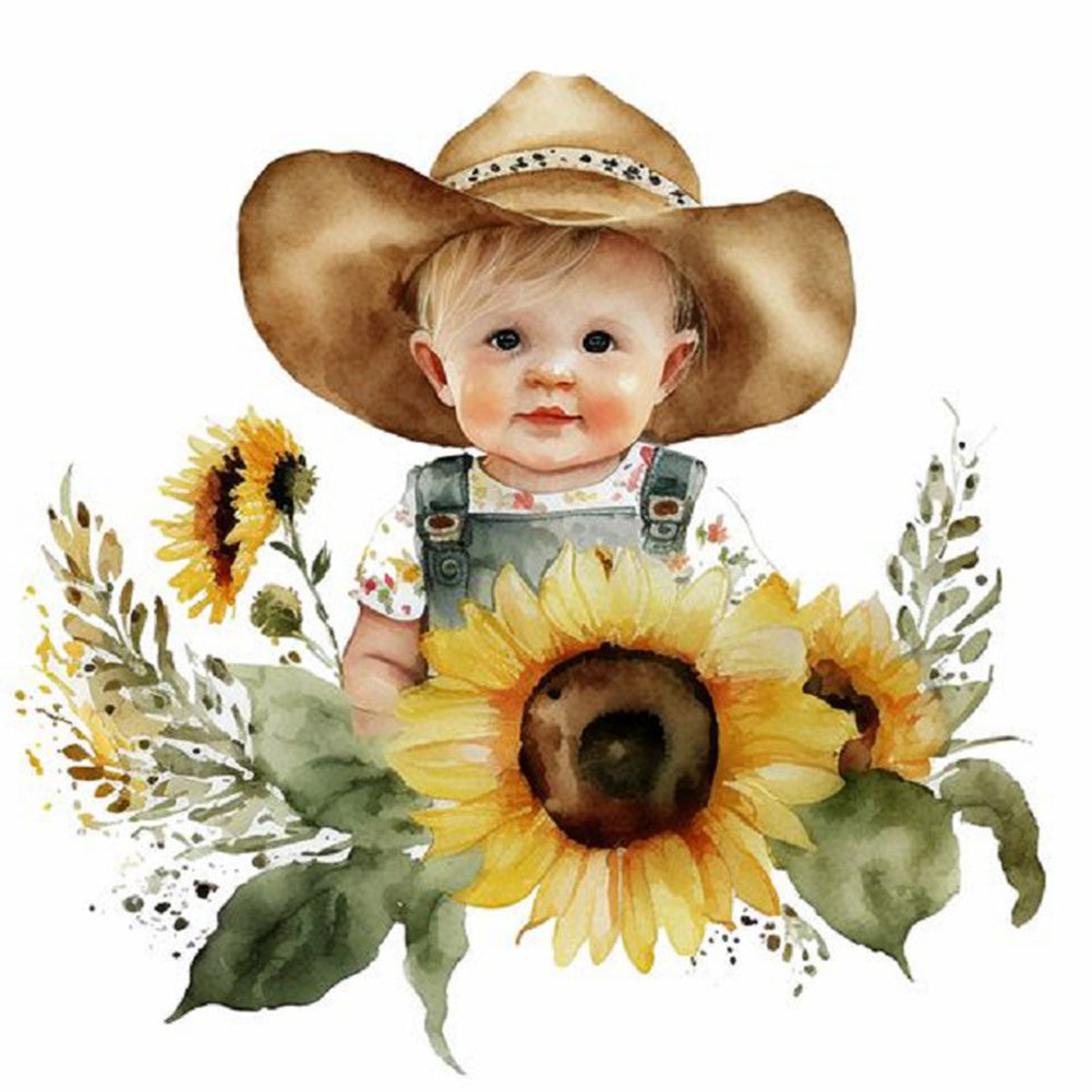 Diamond Painting - Full Round - Farm Cowboy Kids (30*30CM)
