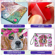 Load image into Gallery viewer, Partial Shaped Drill DIY Diamond Painting Bag with Zipper Diamond Leather Clutch
