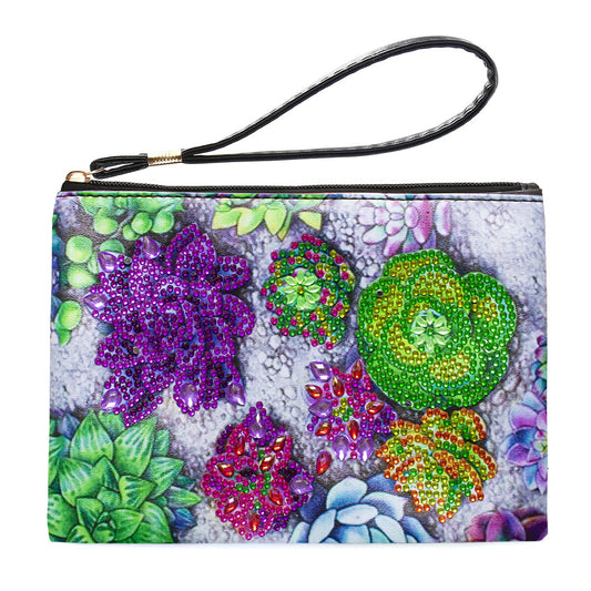 Partial Shaped Drill DIY Diamond Painting Bag with Zipper Diamond Leather Clutch