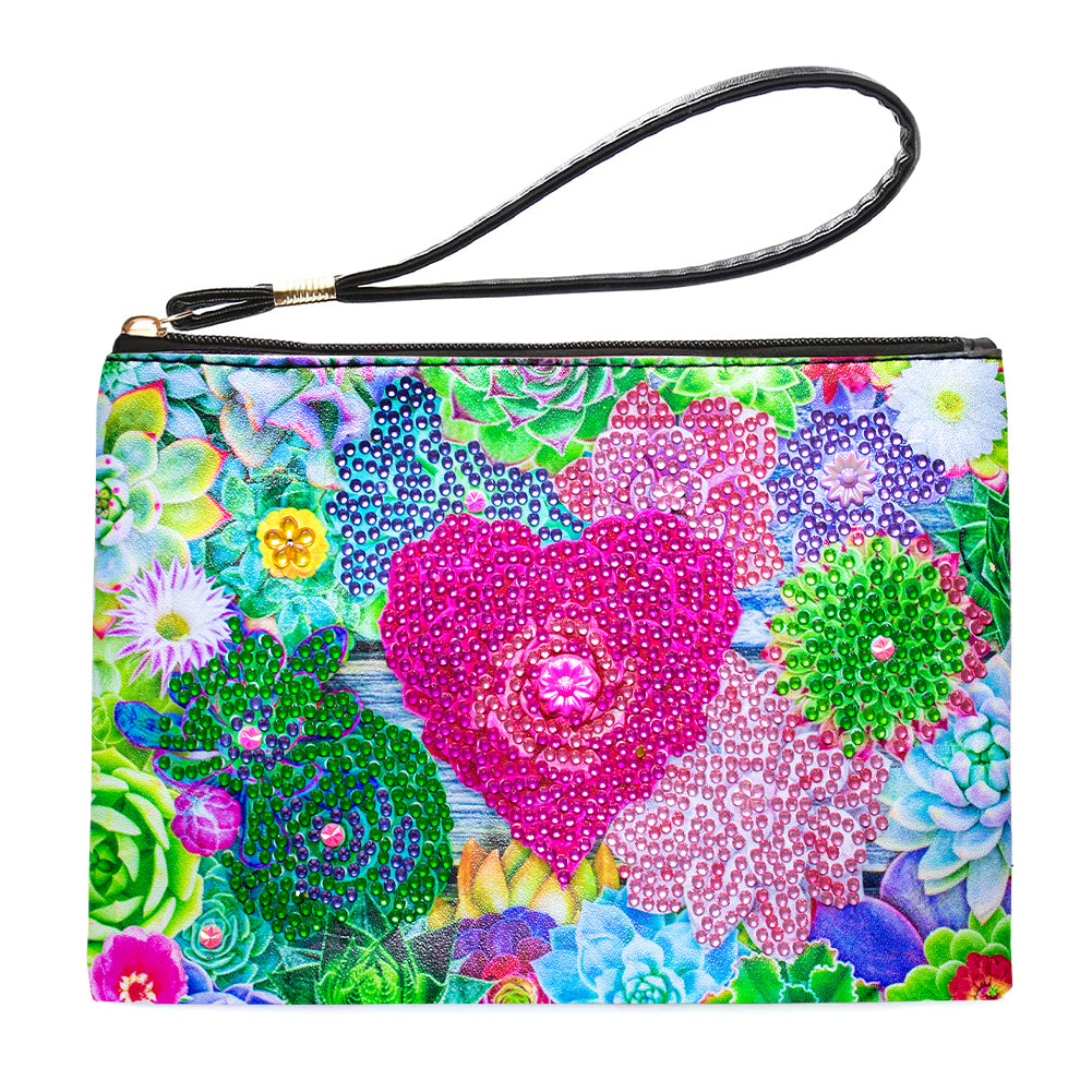 Partial Shaped Drill DIY Diamond Painting Bag with Zipper Diamond Leather Clutch