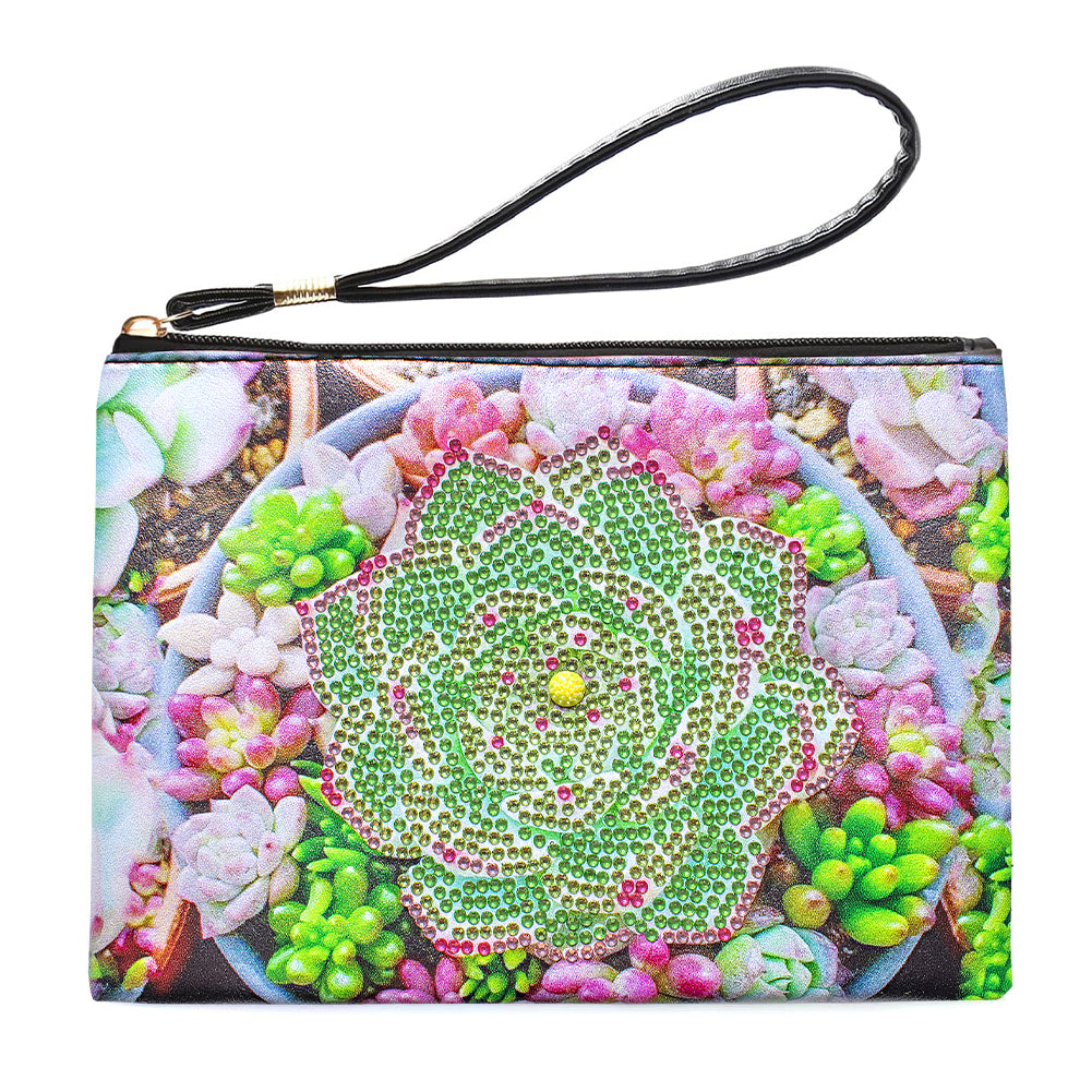 Partial Shaped Drill DIY Diamond Painting Bag with Zipper Diamond Leather Clutch