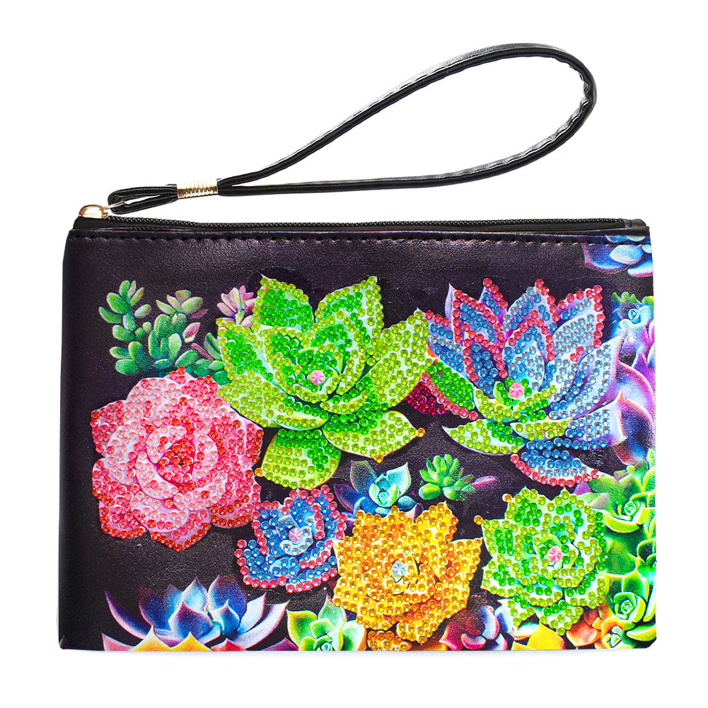 Partial Shaped Drill DIY Diamond Painting Bag with Zipper Diamond Leather Clutch