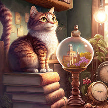 Load image into Gallery viewer, AB Diamond Painting - Full Round - crystal ball cat (40*40CM)
