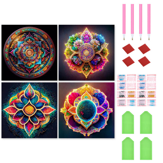 4pcs Diamond Painting Set - Colorful mandala (30*30CM)