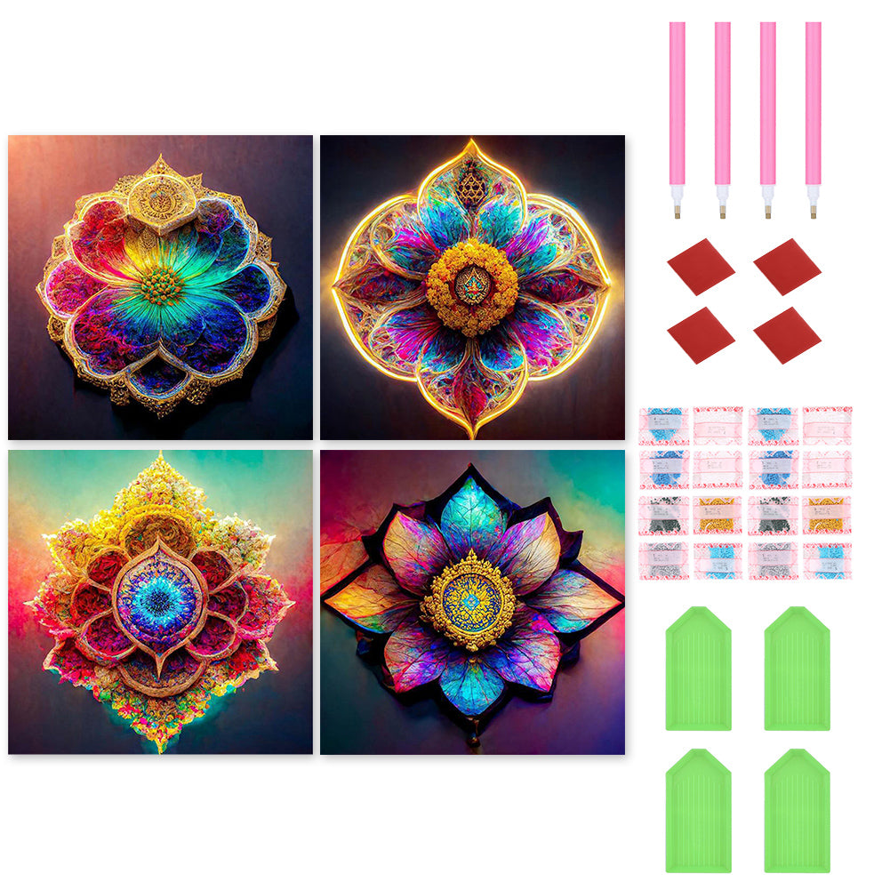 4pcs Diamond Painting Set - Colorful mandala (30*30CM)