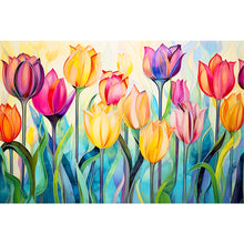 Load image into Gallery viewer, Diamond Painting - Full Round - glass art tulip field (60*40CM)
