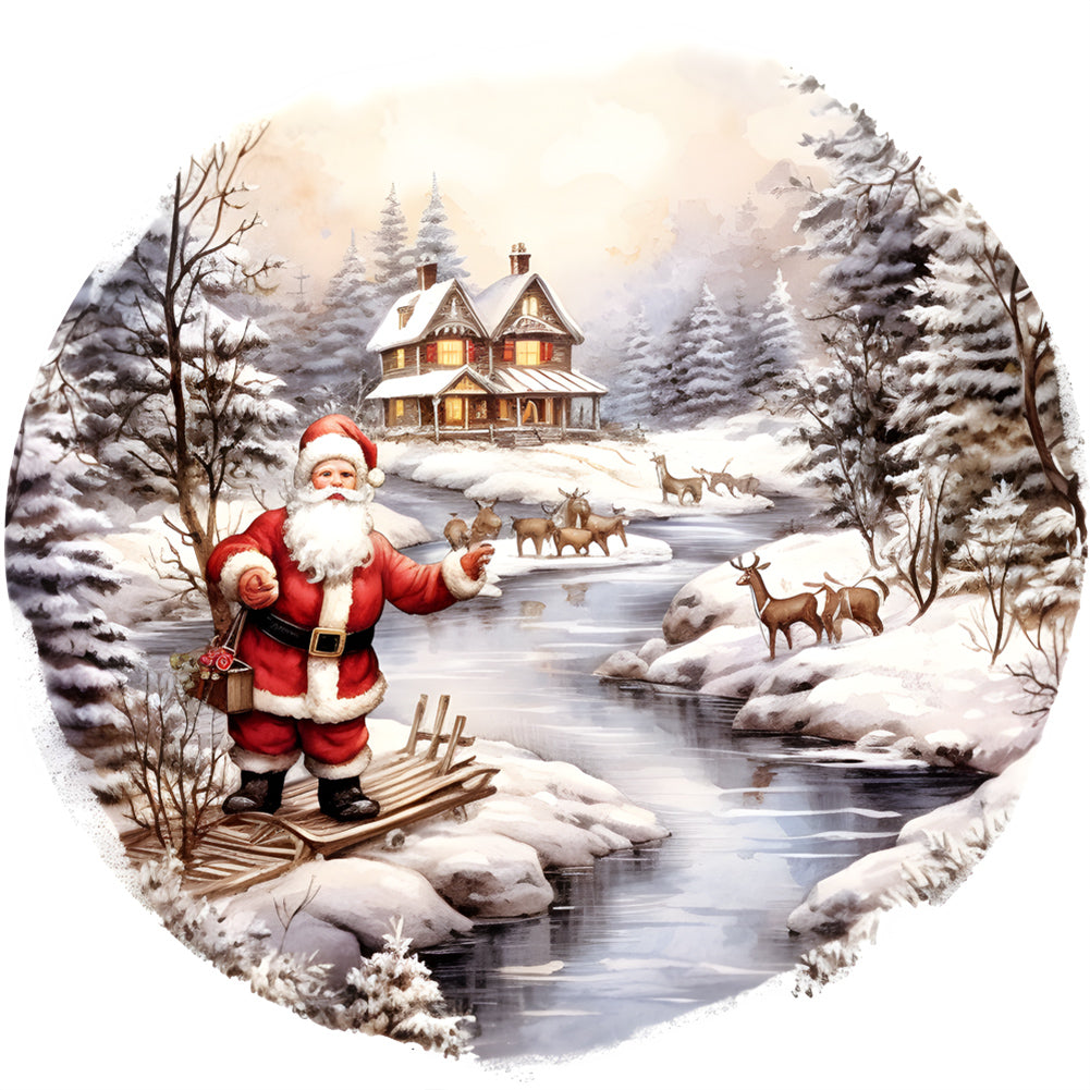 Diamond Painting - Full Round - Santa in the snow (30*30CM)