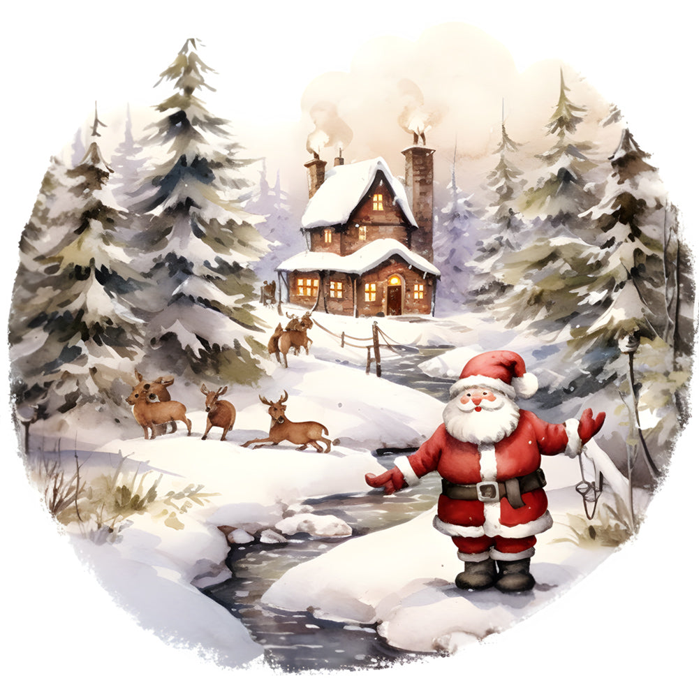 Diamond Painting - Full Round - Santa in the snow (30*30CM)
