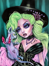 Load image into Gallery viewer, Diamond Painting - Full Round - horror goth doll and cat (30*40CM)
