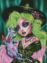Load image into Gallery viewer, Diamond Painting - Full Round - horror goth doll and cat (30*40CM)
