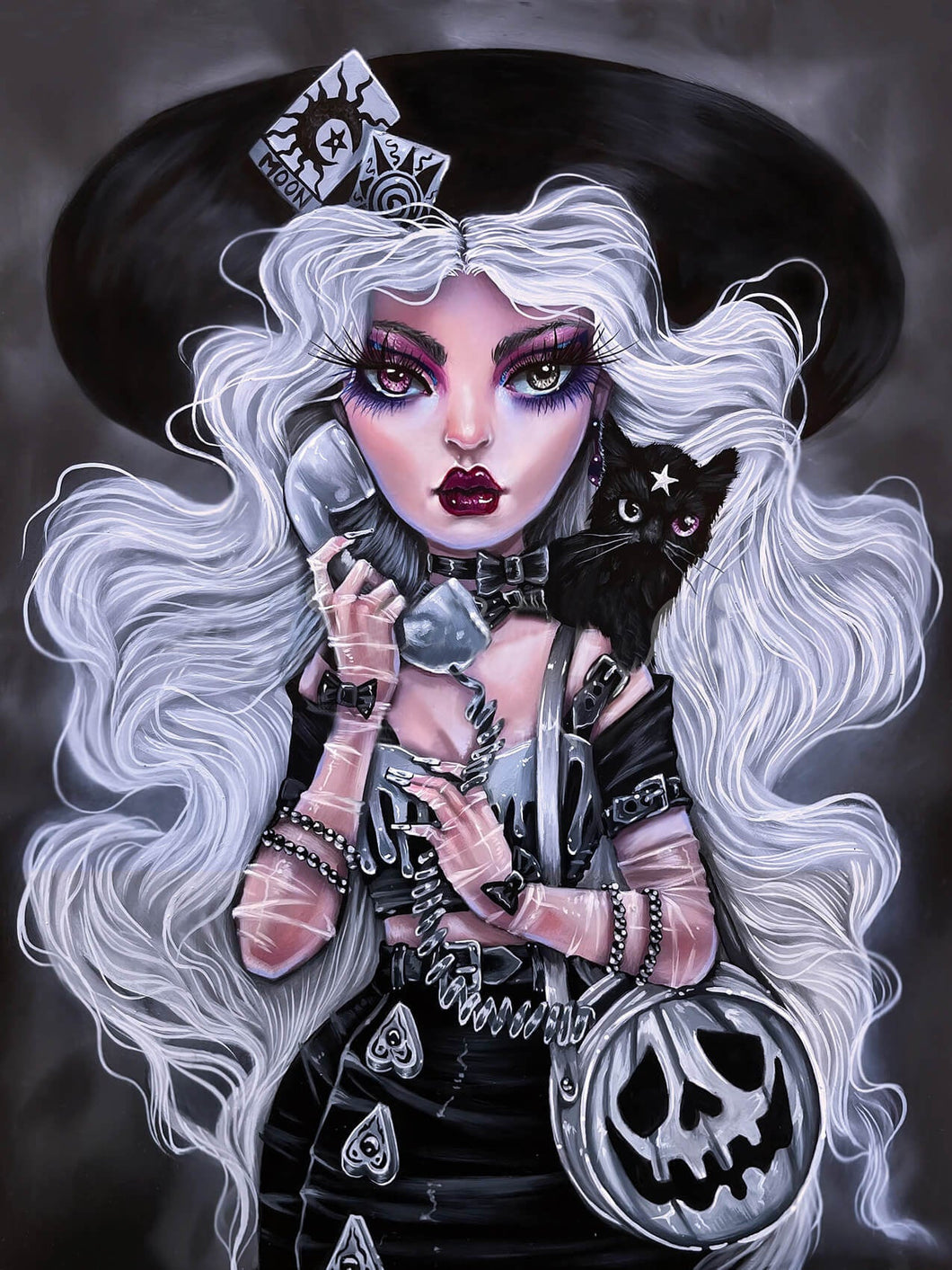 Diamond Painting - Full Round - horror goth doll on call (30*40CM)