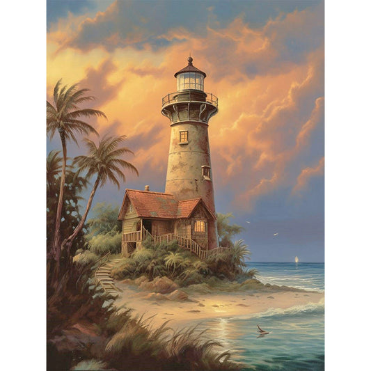 Diamond Painting - Full Round - lighthouse and windmill (30*40CM)