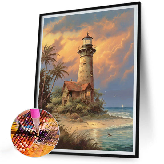Diamond Painting - Full Round - lighthouse and windmill (30*40CM)
