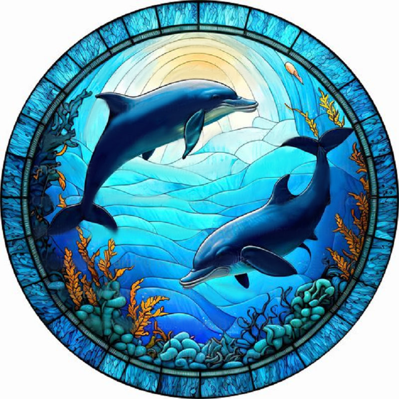 Diamond Painting - Full Round - medallion dolphin (30*30CM)