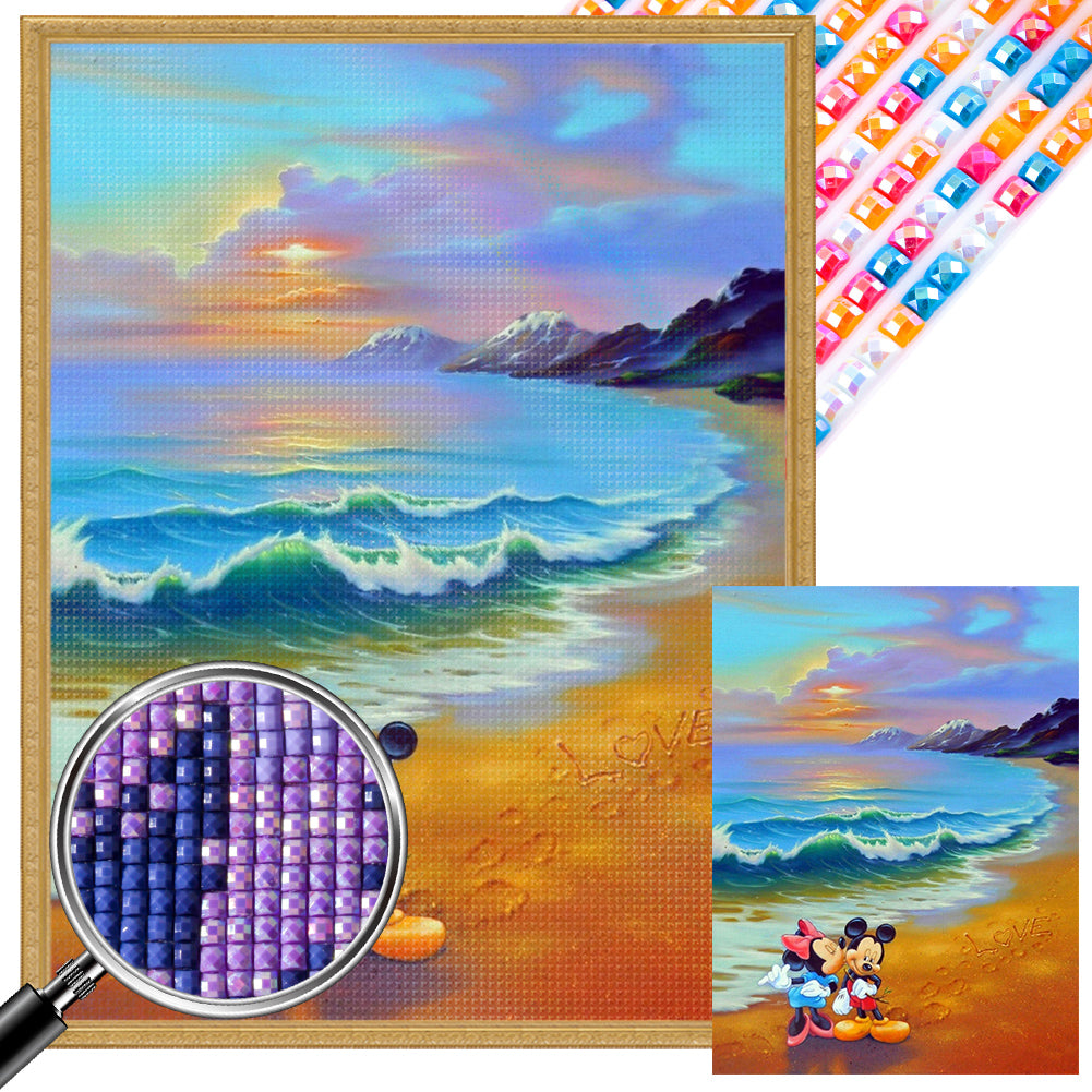 AB Diamond Painting - Full Square - Mickey Mouse playing by the sea (30*40CM)