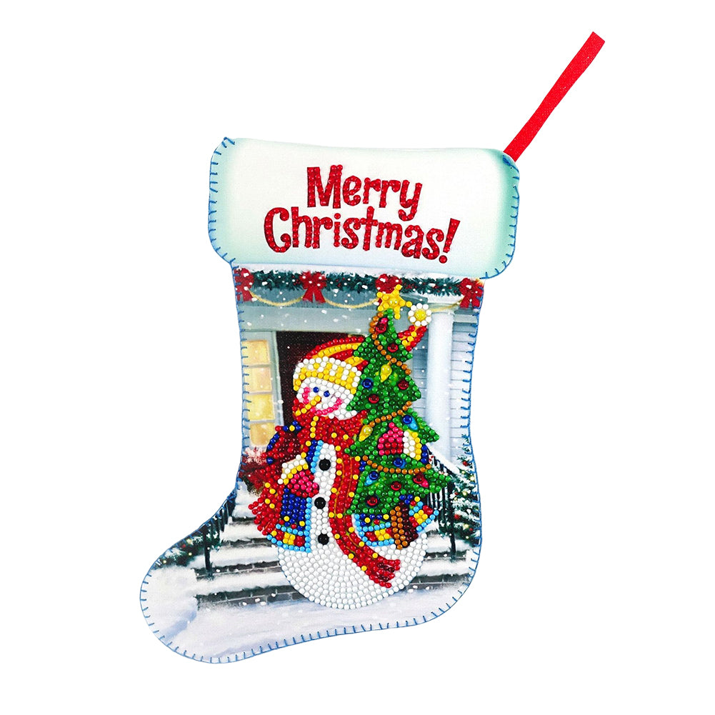 Christmas Rhinestone Painting Fireplace Stocking Diamond Art Candy Bag (26x16cm)
