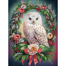 Load image into Gallery viewer, Diamond Painting - Partial Special Shaped - Christmas owl wreath (30*40CM)
