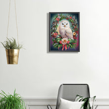 Load image into Gallery viewer, Diamond Painting - Partial Special Shaped - Christmas owl wreath (30*40CM)
