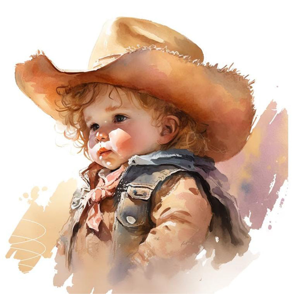 Diamond Painting - Full Round - cowboy kid (30*30CM)
