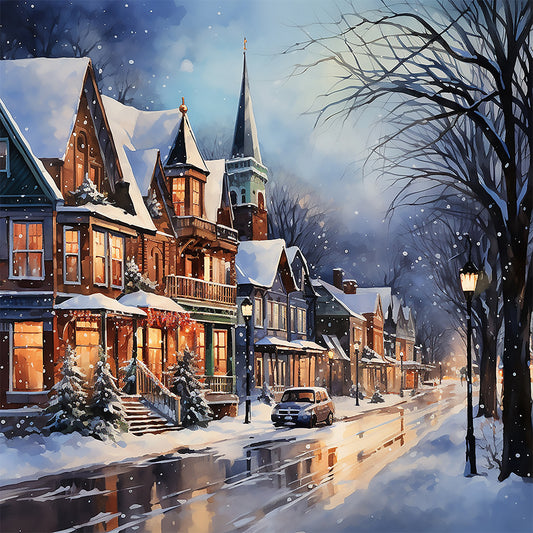 Diamond Painting - Full Round - winter snow street (40*40CM)